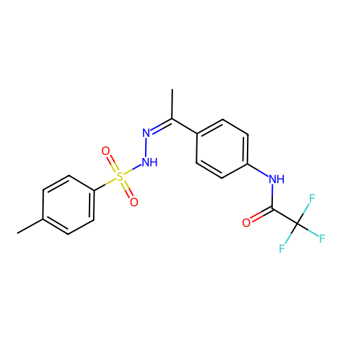 2,2,2-trifluoro-N-[4-[(Z)-C-methyl-N-[(4-methylphenyl)sulfonylamino]carbonimidoyl]phenyl]acetamide structure