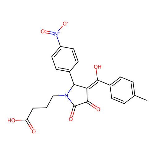 4-[3-hydroxy-4-(4-methylbenzoyl)-5-(4-nitrophenyl)-2-oxo-2,5-dihydro-1H-pyrrol-1-yl]butanoic acid structure