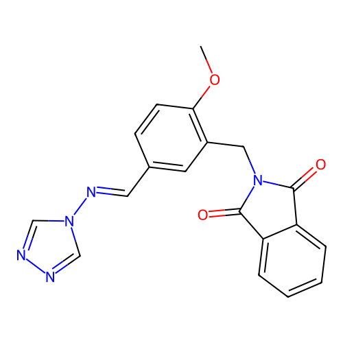 2-[[2-methoxy-5-[(E)-1,2,4-triazol-4-yliminomethyl]phenyl]methyl]isoindole-1,3-dione structure