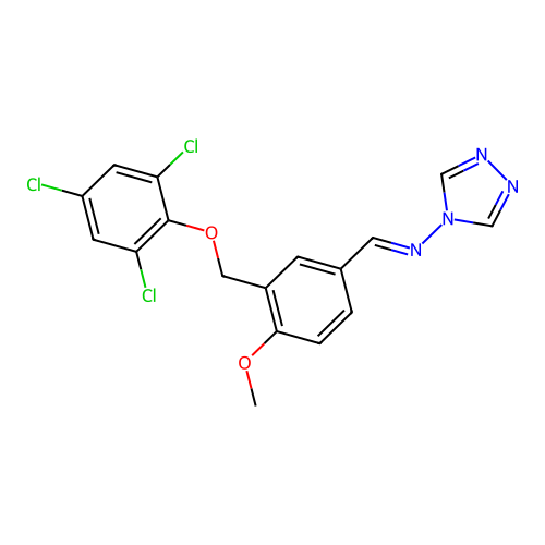 (E)-N-(4-methoxy-3-((2,4,6-trichlorophenoxy)methyl)benzylidene)-4H-1,2,4-triazol-4-amine structure