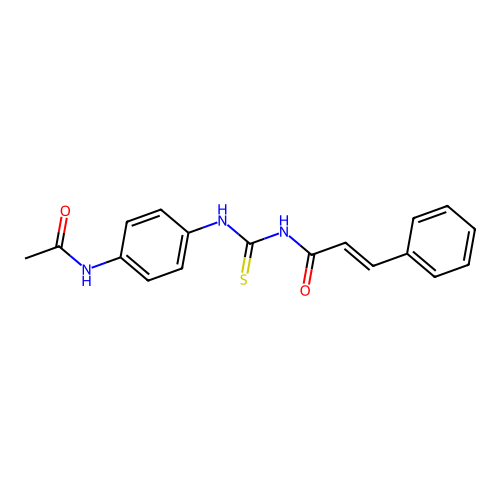 N-({[4-(acetylamino)phenyl]amino}carbonothioyl)-3-phenylacrylamide structure