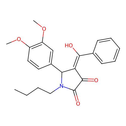 4-benzoyl-1-butyl-5-(3,4-dimethoxyphenyl)-3-hydroxy-1H-pyrrol-2(5H)-one structure