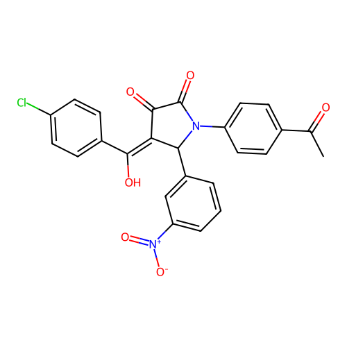 1-(4-acetylphenyl)-4-(4-chlorobenzoyl)-3-hydroxy-5-(3-nitrophenyl)-1H-pyrrol-2(5H)-one structure