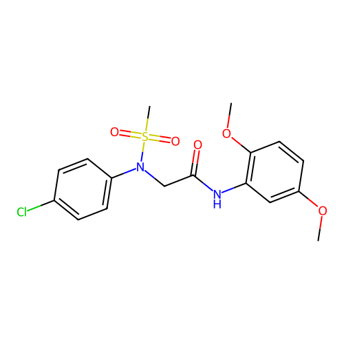 2-[4-chloro(methylsulfonyl)anilino]-N-(2,5-dimethoxyphenyl)acetamide structure