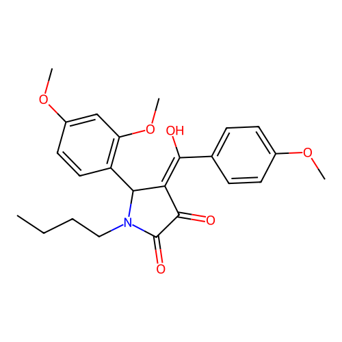 1-butyl-5-(2,4-dimethoxyphenyl)-3-hydroxy-4-(4-methoxybenzoyl)-1H-pyrrol-2(5H)-one structure