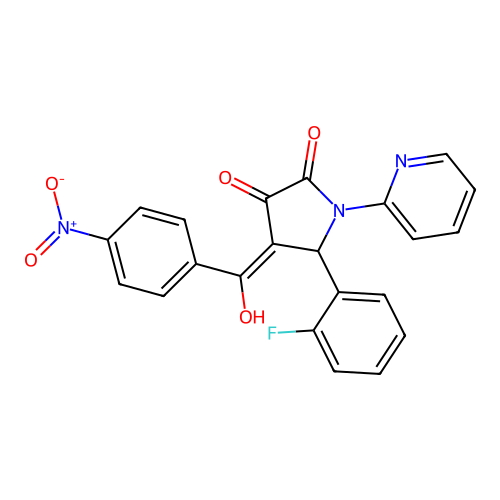 5-(2-fluorophenyl)-3-hydroxy-4-(4-nitrobenzoyl)-1-(pyridin-2-yl)-1H-pyrrol-2(5H)-one structure