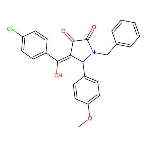 1-benzyl-4-(4-chlorobenzoyl)-3-hydroxy-5-(4-methoxyphenyl)-1H-pyrrol-2(5H)-one structure