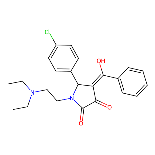 (4E)-5-(4-chlorophenyl)-1-(2-diethylaminoethyl)-4-[hydroxy(phenyl)methylidene]pyrrolidine-2,3-dione structure
