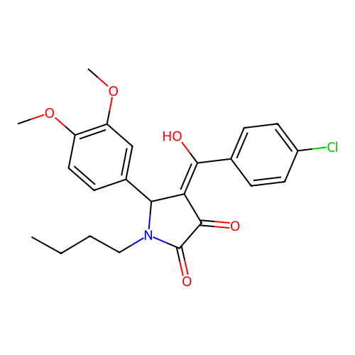 1-butyl-4-(4-chlorobenzoyl)-5-(3,4-dimethoxyphenyl)-3-hydroxy-1H-pyrrol-2(5H)-one structure