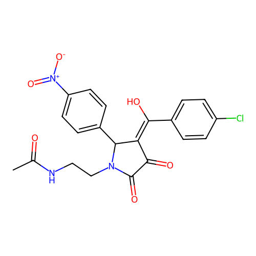 N-[2-[(3E)-3-[(4-chlorophenyl)-hydroxymethylidene]-2-(4-nitrophenyl)-4,5-dioxopyrrolidin-1-yl]ethyl]acetamide structure
