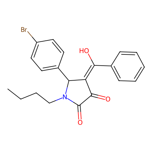 (4E)-5-(4-bromophenyl)-1-butyl-4-[hydroxy(phenyl)methylidene]pyrrolidine-2,3-dione structure