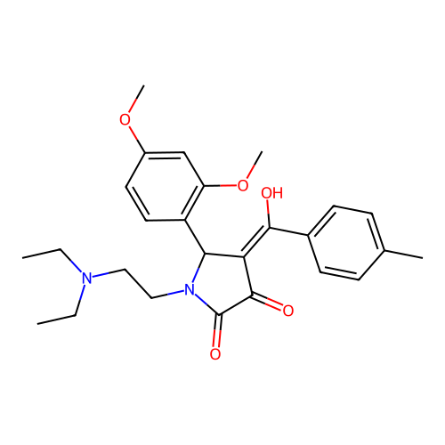 (4E)-1-(2-diethylaminoethyl)-5-(2,4-dimethoxyphenyl)-4-[hydroxy-(4-methylphenyl)methylidene]pyrrolidine-2,3-dione structure