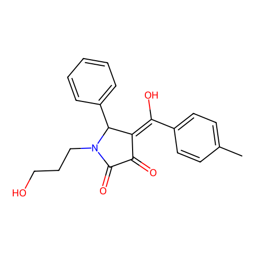 3-hydroxy-1-(3-hydroxypropyl)-4-(4-methylbenzoyl)-5-phenyl-1H-pyrrol-2(5H)-one structure