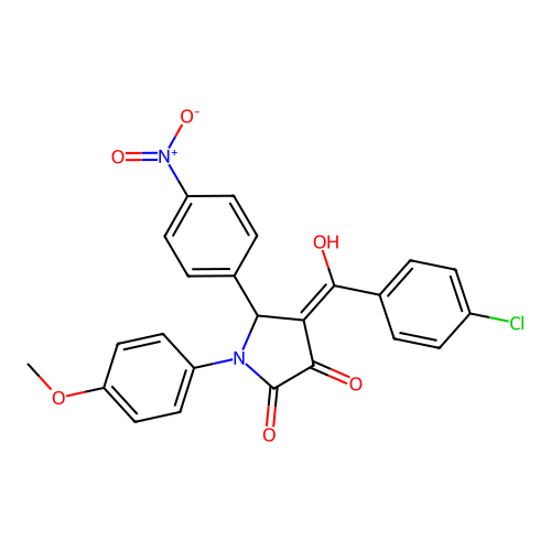 4-(4-chlorobenzoyl)-3-hydroxy-1-(4-methoxyphenyl)-5-(4-nitrophenyl)-1H-pyrrol-2(5H)-one structure