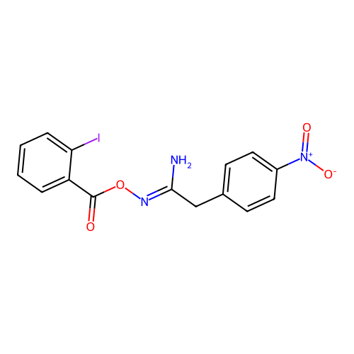 (1Z)-N'-{[(2-iodophenyl)carbonyl]oxy}-2-(4-nitrophenyl)ethanimidamide structure