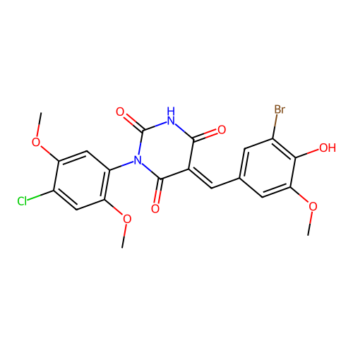 5-[(3-Bromo-4-hydroxy-5-methoxyphenyl)methylene]-1-(4-chloro-2,5-dimethoxyphenyl)-2,4,6(1H,3H,5H)-pyrimidinetrione structure