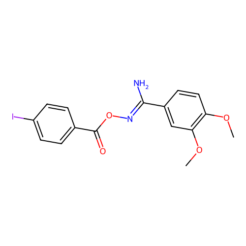 N'-{[(4-iodophenyl)carbonyl]oxy}-3,4-dimethoxybenzenecarboximidamide structure