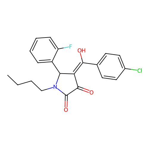 1-butyl-4-(4-chlorobenzoyl)-5-(2-fluorophenyl)-3-hydroxy-1,5-dihydro-2H-pyrrol-2-one structure