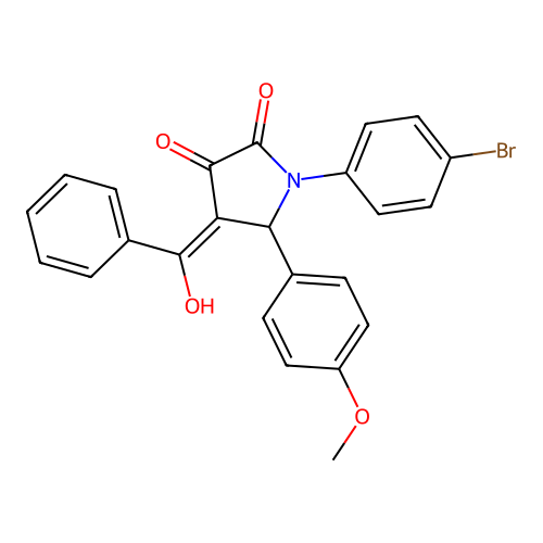 1-(4-bromophenyl)-4-(hydroxy-phenyl-methylidene)-5-(4-methoxyphenyl)pyrrolidine-2,3-dione structure