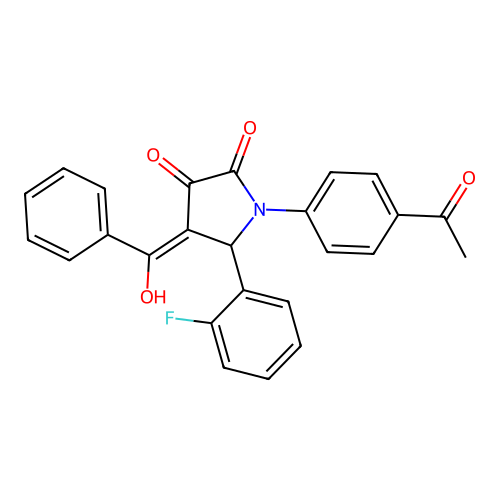 1-(4-acetylphenyl)-4-benzoyl-5-(2-fluorophenyl)-3-hydroxy-1,5-dihydro-2H-pyrrol-2-one structure