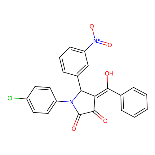 1-(4-chlorophenyl)-4-(hydroxy-phenyl-methylidene)-5-(3-nitrophenyl)pyrrolidine-2,3-dione structure