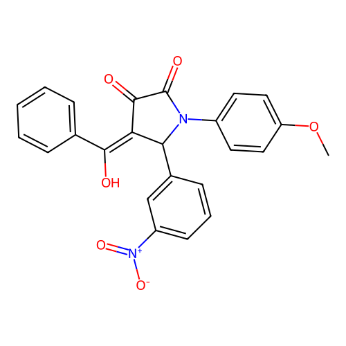 4-benzoyl-3-hydroxy-1-(4-methoxyphenyl)-5-(3-nitrophenyl)-1H-pyrrol-2(5H)-one structure