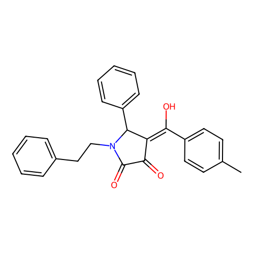 3-hydroxy-4-(4-methylbenzoyl)-5-phenyl-1-(2-phenylethyl)-1,5-dihydro-2H-pyrrol-2-one structure