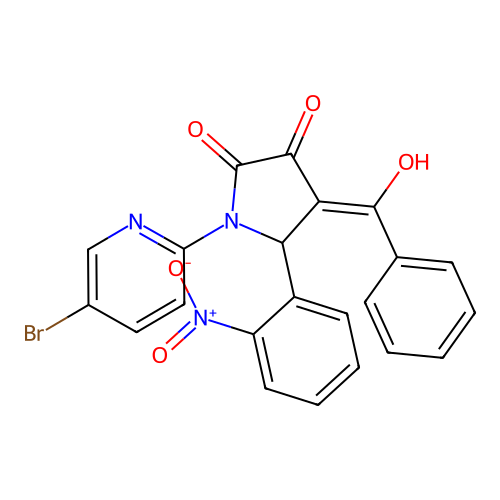 (4Z)-1-(5-bromopyridin-2-yl)-4-[hydroxy(phenyl)methylidene]-5-(2-nitrophenyl)pyrrolidine-2,3-dione structure