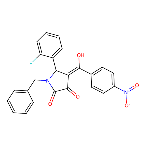 1-benzyl-5-(2-fluorophenyl)-3-hydroxy-4-(4-nitrobenzoyl)-1,5-dihydro-2H-pyrrol-2-one structure