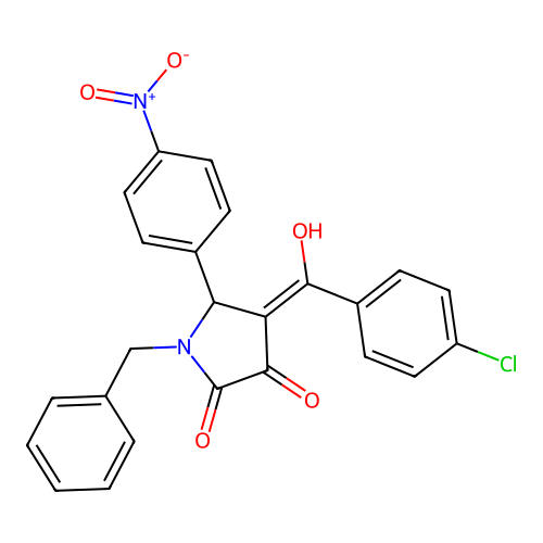 1-benzyl-4-(4-chlorobenzoyl)-3-hydroxy-5-(4-nitrophenyl)-1,5-dihydro-2H-pyrrol-2-one structure
