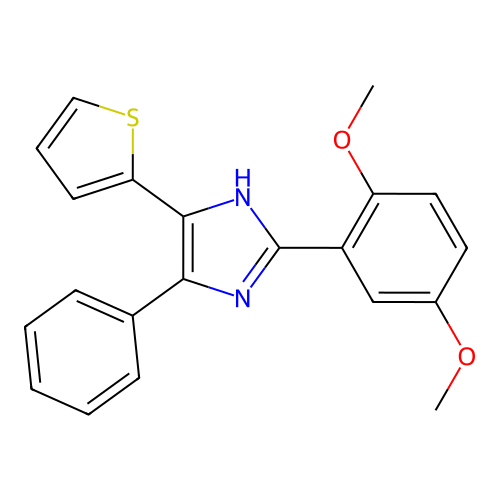 2-(2,5-dimethoxyphenyl)-5-phenyl-4-(thiophen-2-yl)-1H-imidazole structure