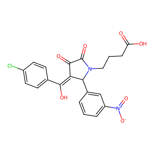 4-[(3E)-3-[(4-chlorophenyl)(hydroxy)methylidene]-2-(3-nitrophenyl)-4,5-dioxopyrrolidin-1-yl]butanoic acid structure