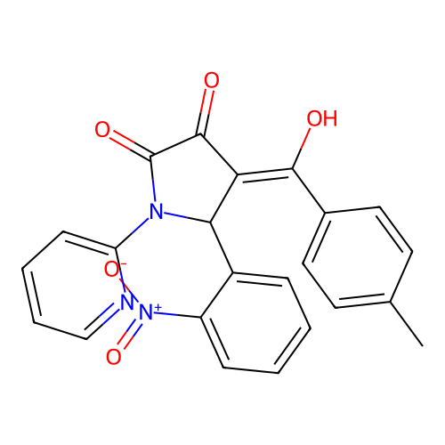 (4Z)-4-[hydroxy-(4-methylphenyl)methylidene]-5-(2-nitrophenyl)-1-pyridin-2-ylpyrrolidine-2,3-dione structure