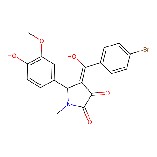 (4E)-4-[(4-bromophenyl)(hydroxy)methylidene]-5-(4-hydroxy-3-methoxyphenyl)-1-methylpyrrolidine-2,3-dione structure