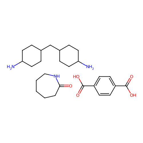 4-[(4-Aminocyclohexyl)methyl]cyclohexan-1-amine;azepan-2-one;terephthalic acid structure