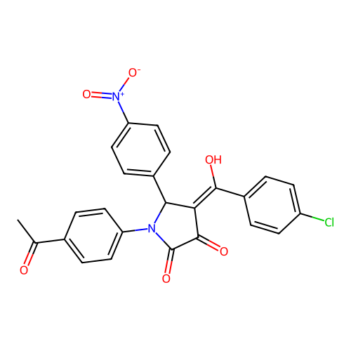 (4E)-1-(4-acetylphenyl)-4-[(4-chlorophenyl)-hydroxymethylidene]-5-(4-nitrophenyl)pyrrolidine-2,3-dione structure