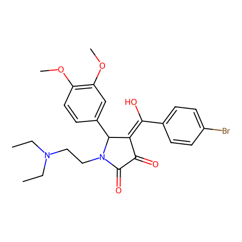 (4E)-4-[(4-bromophenyl)-hydroxymethylidene]-1-(2-diethylaminoethyl)-5-(3,4-dimethoxyphenyl)pyrrolidine-2,3-dione structure