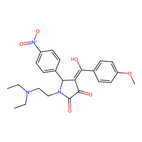 (4E)-1-(2-diethylaminoethyl)-4-[hydroxy-(4-methoxyphenyl)methylidene]-5-(4-nitrophenyl)pyrrolidine-2,3-dione structure