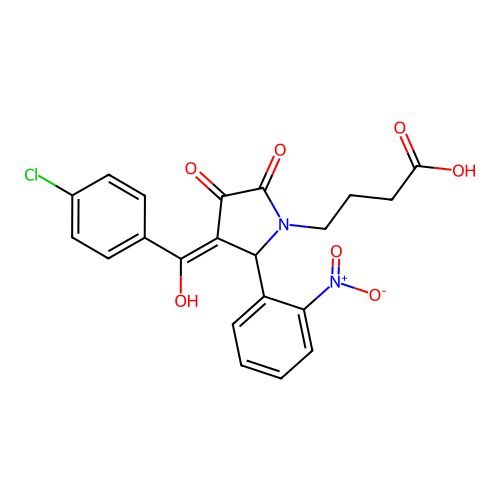 4-[(3E)-3-[(4-chlorophenyl)(hydroxy)methylidene]-2-(2-nitrophenyl)-4,5-dioxopyrrolidin-1-yl]butanoic acid structure