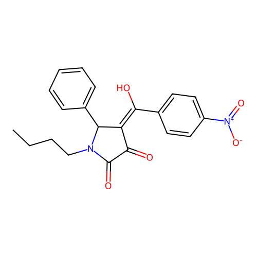 (4E)-1-butyl-4-[hydroxy(4-nitrophenyl)methylidene]-5-phenylpyrrolidine-2,3-dione structure
