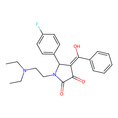 (4E)-1-(2-diethylaminoethyl)-5-(4-fluorophenyl)-4-[hydroxy(phenyl)methylidene]pyrrolidine-2,3-dione structure