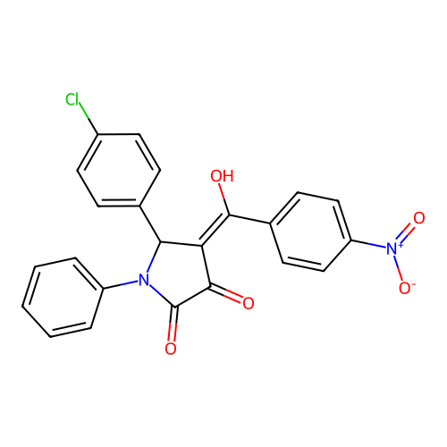 5-(4-chlorophenyl)-3-hydroxy-4-(4-nitrobenzoyl)-1-phenyl-1,5-dihydro-2H-pyrrol-2-one structure