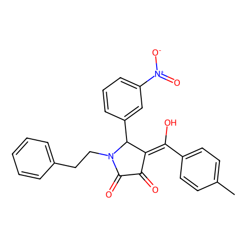 3-hydroxy-4-[(4-methylphenyl)carbonyl]-5-(3-nitrophenyl)-1-(2-phenylethyl)-1,5-dihydro-2H-pyrrol-2-one structure