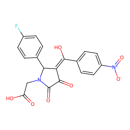[2-(4-fluorophenyl)-4-hydroxy-3-(4-nitrobenzoyl)-5-oxo-2,5-dihydro-1H-pyrrol-1-yl]acetic acid structure