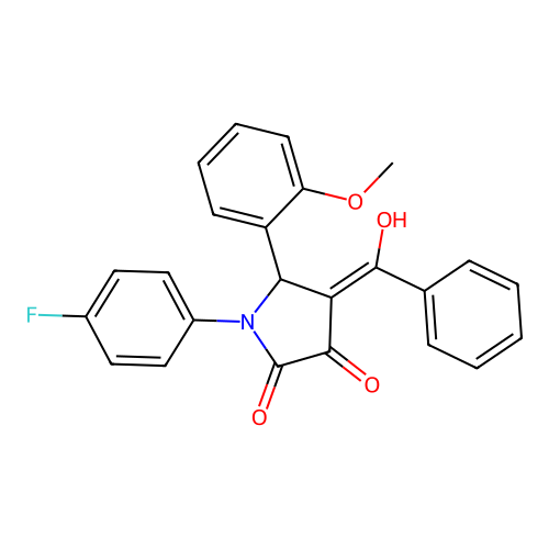 4-benzoyl-1-(4-fluorophenyl)-3-hydroxy-5-(2-methoxyphenyl)-1,5-dihydro-2H-pyrrol-2-one structure