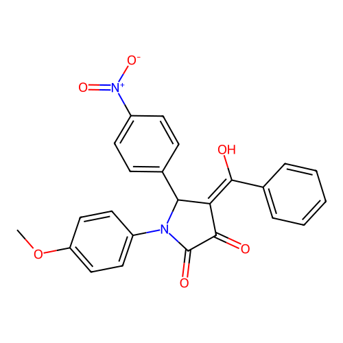 4-(hydroxy-phenyl-methylidene)-1-(4-methoxyphenyl)-5-(4-nitrophenyl)pyrrolidine-2,3-dione structure