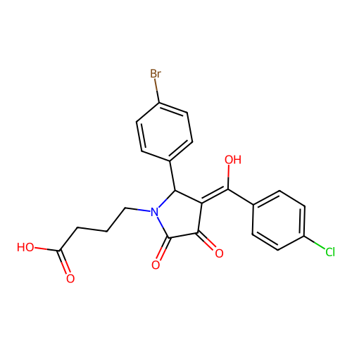 4-[(3E)-2-(4-bromophenyl)-3-[(4-chlorophenyl)-hydroxymethylidene]-4,5-dioxopyrrolidin-1-yl]butanoic acid structure