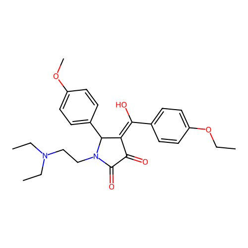 (4E)-1-(2-diethylaminoethyl)-4-[(4-ethoxyphenyl)-hydroxymethylidene]-5-(4-methoxyphenyl)pyrrolidine-2,3-dione structure