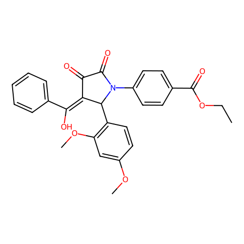 ethyl 4-[3-benzoyl-2-(2,4-dimethoxyphenyl)-4-hydroxy-5-oxo-2,5-dihydro-1H-pyrrol-1-yl]benzoate structure