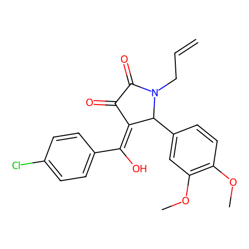 1-allyl-4-(4-chlorobenzoyl)-5-(3,4-dimethoxyphenyl)-3-hydroxy-1H-pyrrol-2(5H)-one structure